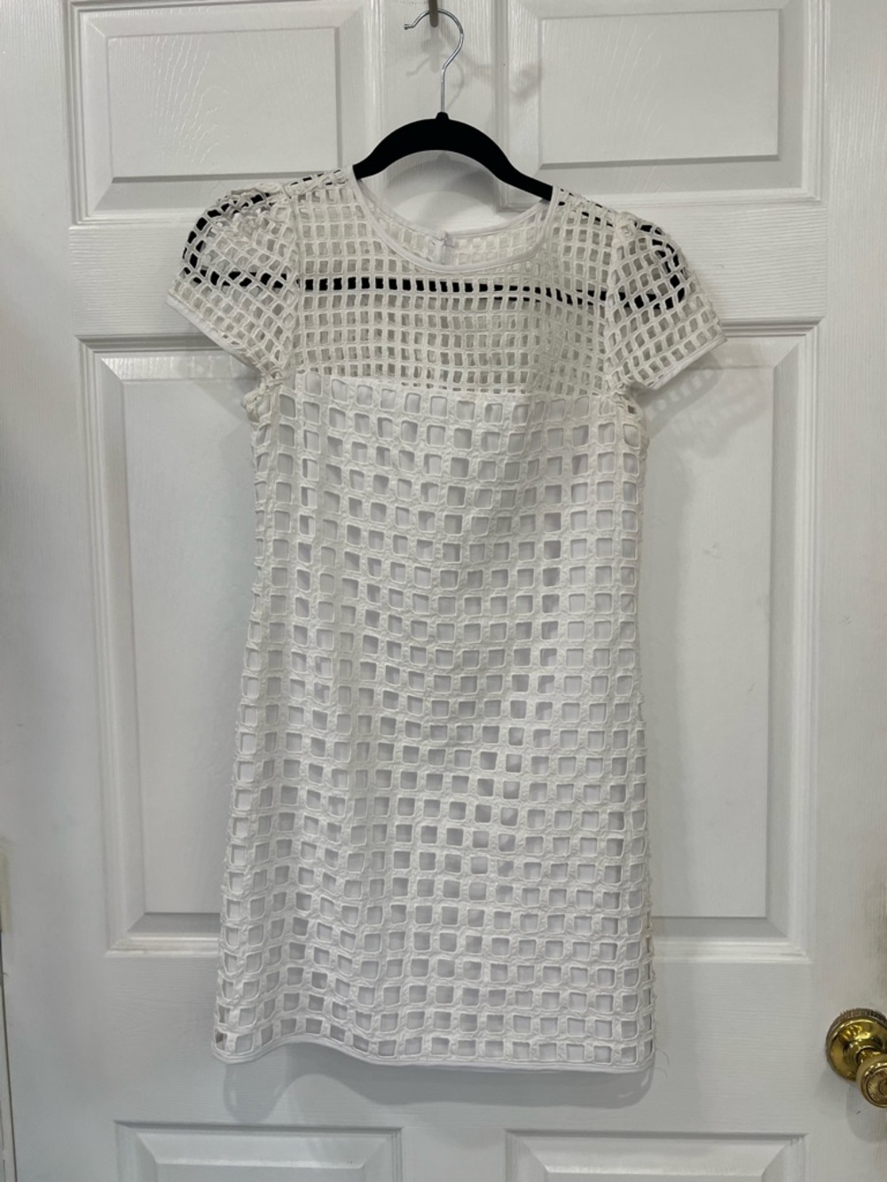 Milly White Grid Lace Mini Dress